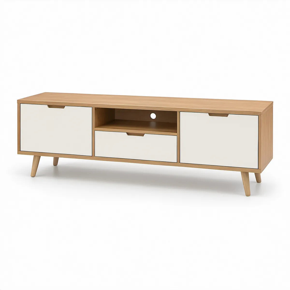 TV stolek 160 × 40 × 50 cm z MDF a dřevotřísky, dubový/bílý