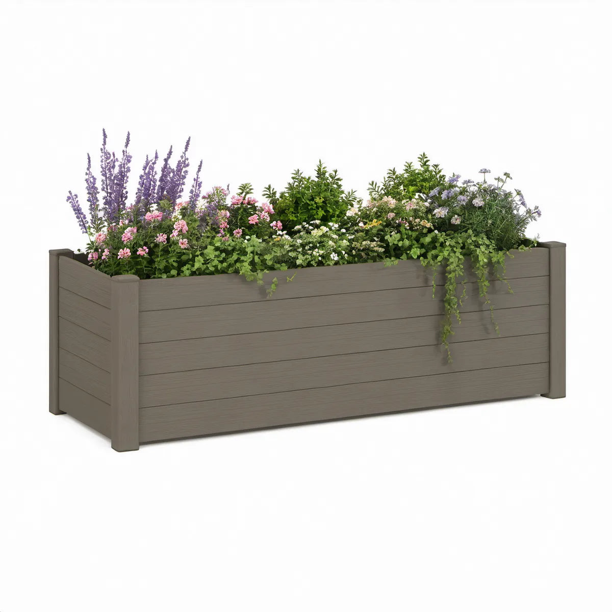 Vyvýšený zahradní truhlík 121 × 49 × 57 cm z PP plastu, taupe