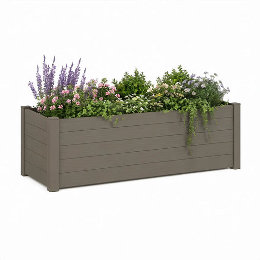 Vyvýšený zahradní truhlík 121 × 49 × 57 cm z PP plastu, taupe